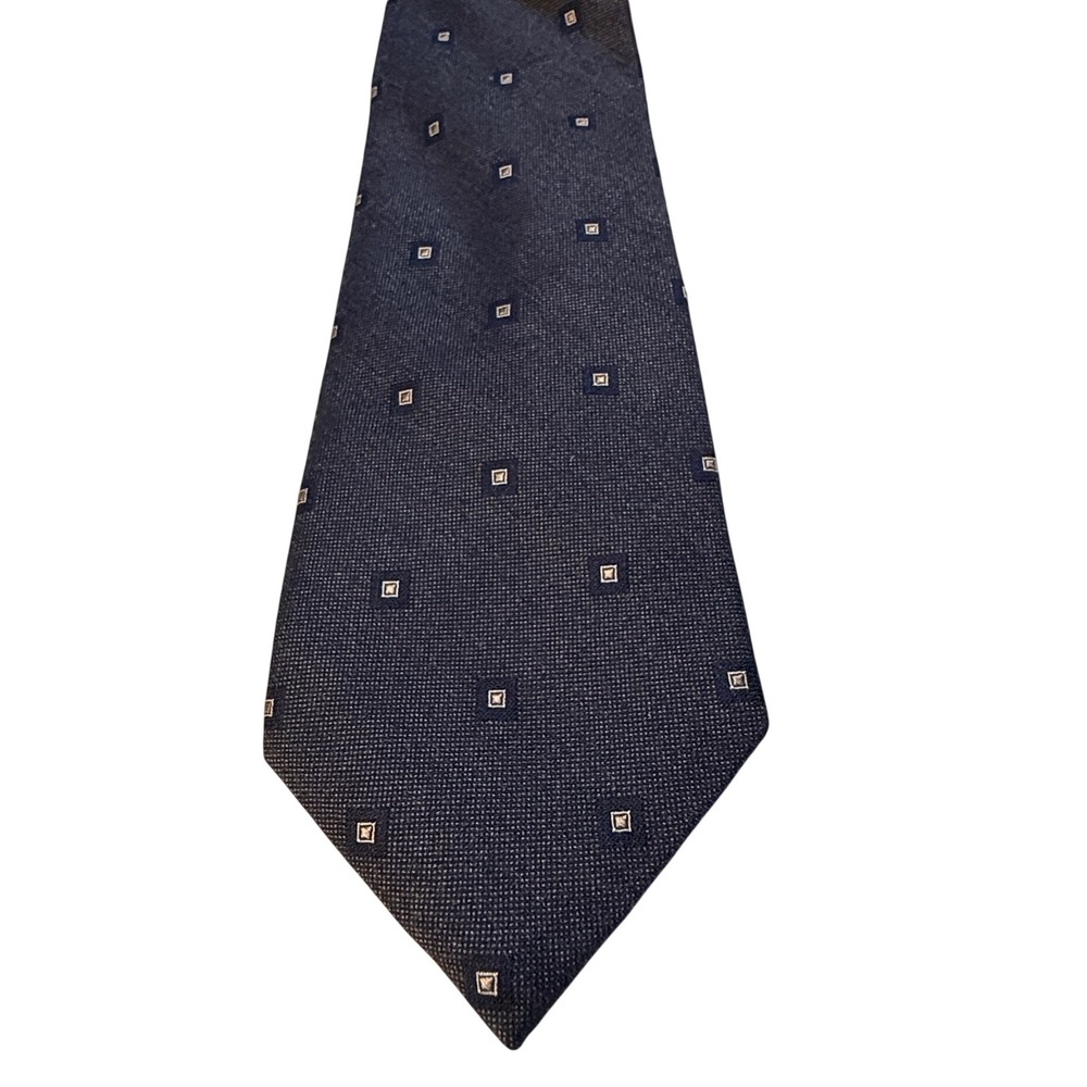 Michael Kors Necktie Sz 3" Navy Blue Silk Blend Geometric Square Professional